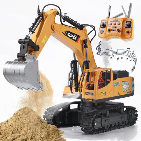 ViRockSign Remote Control Excavator Toys for Boys,16 Channel RC Excavator Construction Toys