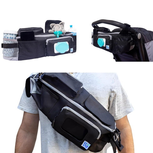 Lil & Mil Crossbody Diaper Bag with Wipes Pocket | Convenient Small Diaper Bag | Doubles as Hanging Stroller Organizer