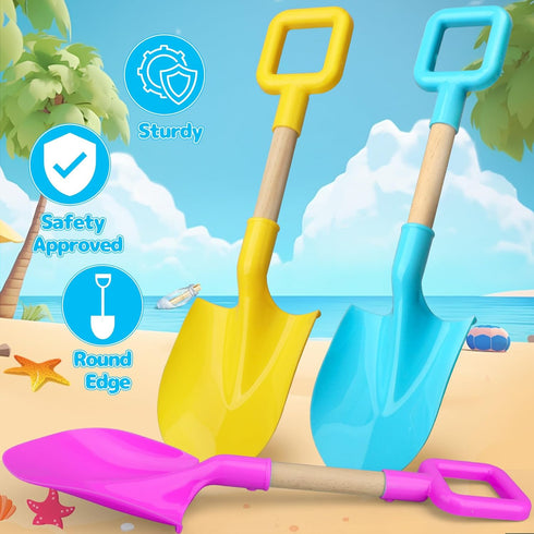 Umnodobn 16" 16 Inch Summer 3 Pack Beach Sand Toys Shovels for Kids Adults, Spade Scoop Gardening Tools, Sandbox Kit