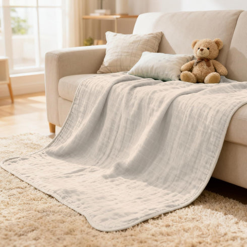 47x47 ZPECC Muslin Toddler Blanket Thicker, Organic Cotton Kids Quilt Hypoallergenic for Baby Essentials Crib Stroller