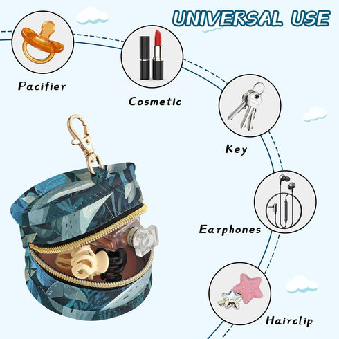 YETTASBIN Dolphin Portable Pacifier Holder Case with Metal Hook Buckle & Zipper for Diaper Bag and Stroller, Versatile