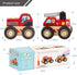 Construction Vehicles for Toddlers - 2 Pcs Wooden Detachable Cranes and Tractor, Hand Push Car Toys