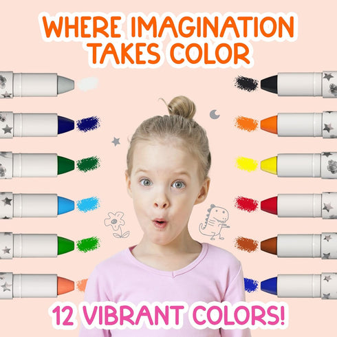 12 3-8 TinyGeeks Twistable Crayons - Non Toxic, Washable Crayons for Toddlers, Kids Ages - Easy To Hold - Perfect