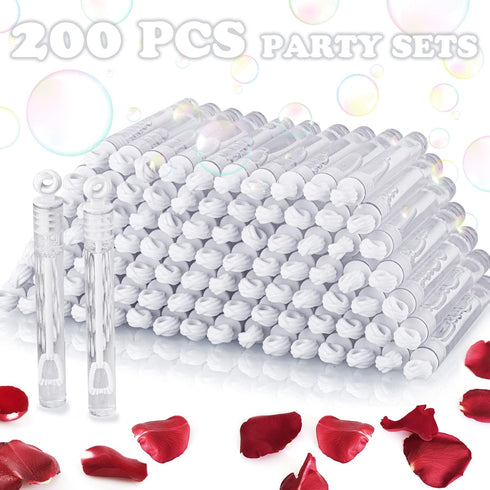 200 Pack Mini Bubble Wands, White Bubble Stick Toy Bulk for Weddings, Anniversaries, Celebrations, Party Favors for