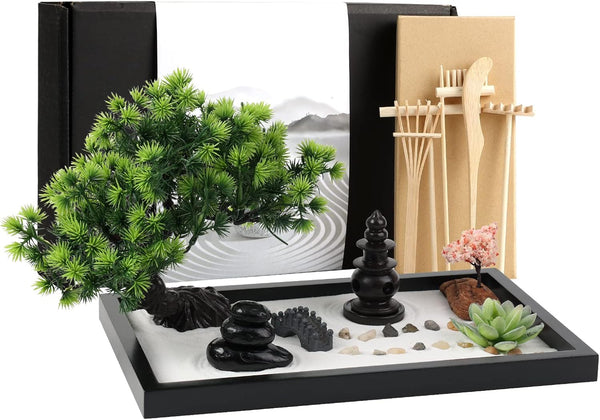 Zen Garden Kit for Desk Decor - Premium Beautiful Japanese Mini Sand