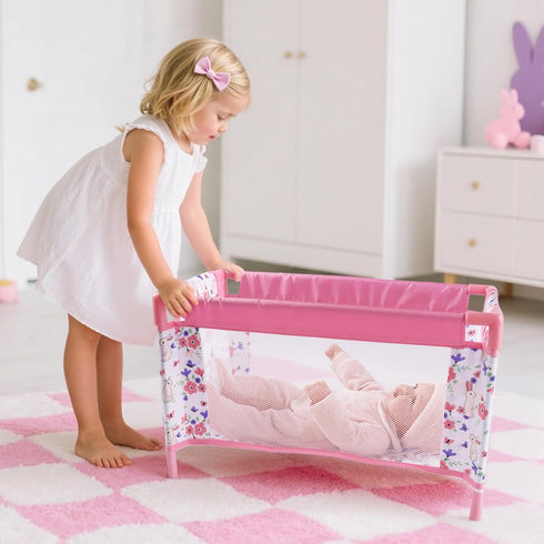 18 Inch 3+ Reborn Baby Dolls Crib, Babys Doll Bed for Baby Dolls, Removable Babys Doll Playpen Toy Crib, Reborn Baby