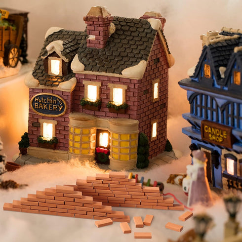 Civaner 350 Pcs Mini Bricks, Tiny Landscaping Bricks for Crafts, Realistic Fake Bricks for Dollhouse