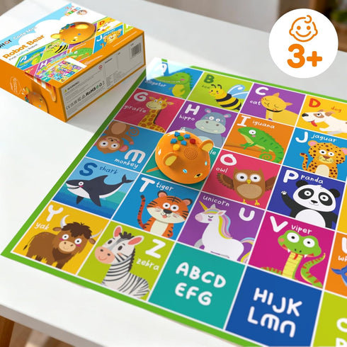 3-5, Apitor Robot Bear Screen-Free Coding Robot for Kids Ages First Coding Toy with Lights, Sounds & Alphabet Map, STEM