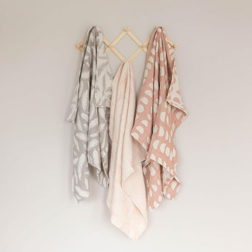 30 40 Crane Baby Blanket, Soft Cotton Jacquard Nursery and Stroller Blanket for Boys and Girls, Copper Moon Phase, x