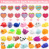 28 Pack SURCVIO Valentines Day Gifts for Kids, Animal Mochi Squishies Filled Heart-Shape Box and Greeting Cards Kawaii