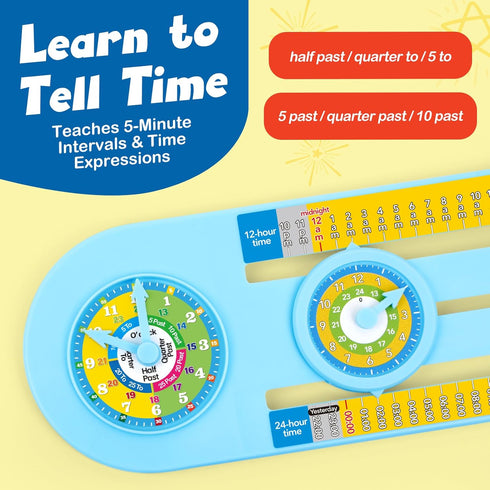 Broytain 12/24 512, 12, Teaching Clock with Dual Dials - Hour Analog Clock for Kids Age Math Manipulatives for Grade