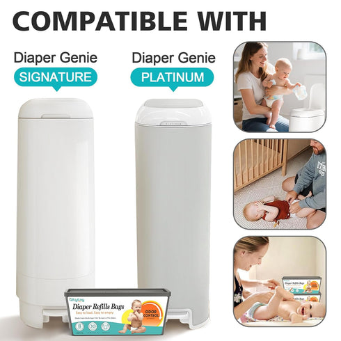 Pails,30 1400 Diaper Pail Refill Bags Compatible with Diaper Genie Easy Roll Signature & Platinum Bags Hold up