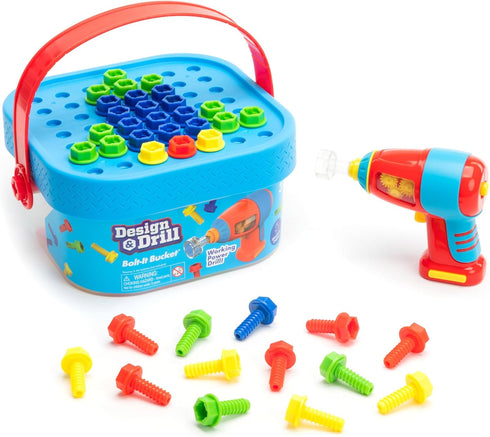 Educational Insights Design & Drill Bolt-It Bucket - Construction Toys & Toddler
