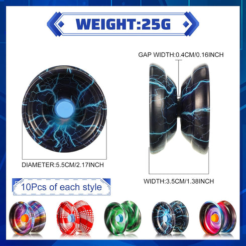Lenwen 50 Pcs Alloy Responsive Ball Colorful Yoyo Bulk Metal Beginner String Trick Ball for Students and Adults