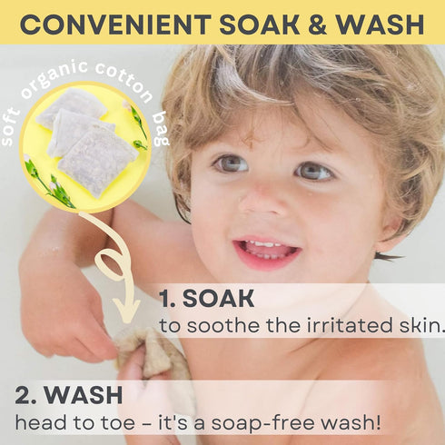 15 Packs 100% Organic Oatmeal Bath Soak for Baby, Kids & Sensitive Skin Economy Washes & Soothes Eczema, Diaper Rash