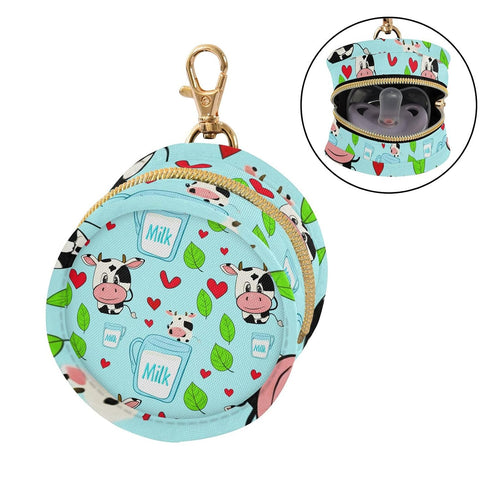 Cartoon Cows Round Pacifier Storage Case with Zipper, Portable Pacifier Case for Travel, Diaper Bag & Purse, Pacifier