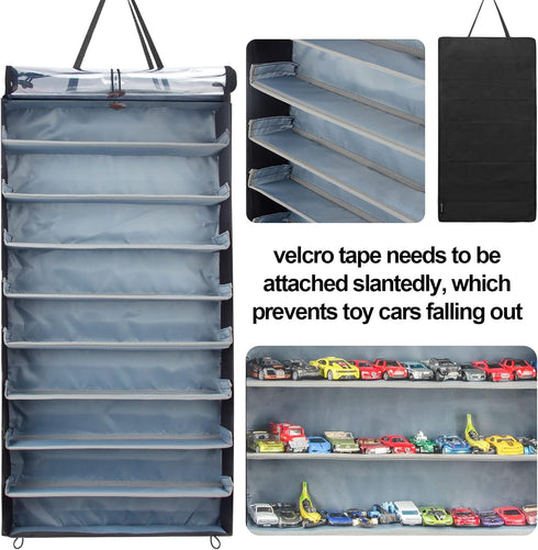 KISLANE Dustproof Hanging Display Case for Toy Cars, Matchbox Cars, Monster Trucks, Rectangular-Black