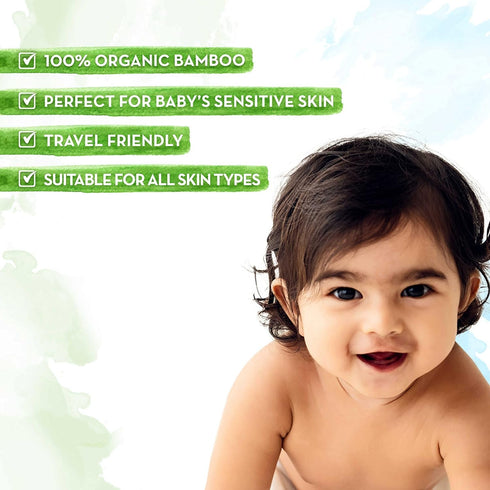 72 Mamaearth Organic Bamboo Baby Wipes for Sensitive Skin Wipes | Soft & Gentle, Biodegradable, Safe for Newborns