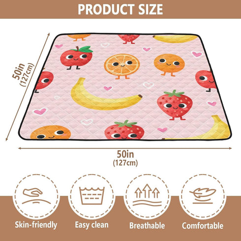 GuoChe Set 50'' 50'' Cute Food Cartoon Pattern Large Non-Slip Baby Gym & Activity Mat for Floor Waterproof Baby