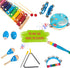 Wooden Musical Instruments Set for Toddlers 1-3, Natural Wood Percussion Instruments Gift Set with Storage Bag