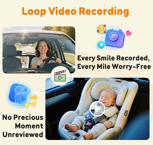 7-Inch 3X 1080P 150 940nm Yakry Baby Car Camera - Zoom Recording Touchscreen HD Easy to Install Wide Angle Rear Facing