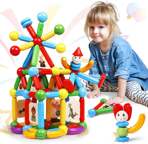MAGBLOCK 136PCS Magnetic Sticks Blocks - Construction Building Toys for 3+ Years Old, STEM Educational Gifts