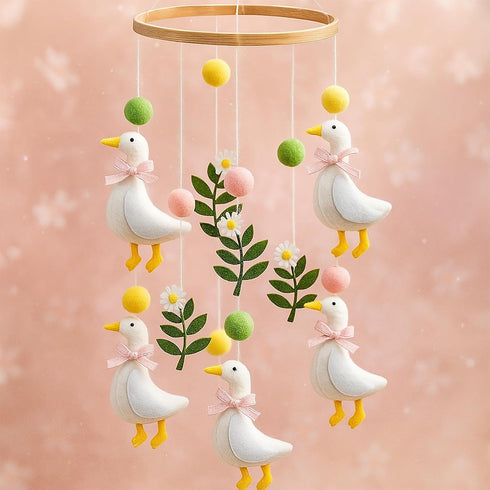 Vicenpal Wildflower Butterfly Baby Mobile for Crib Pink Spring Baby Room Decor
