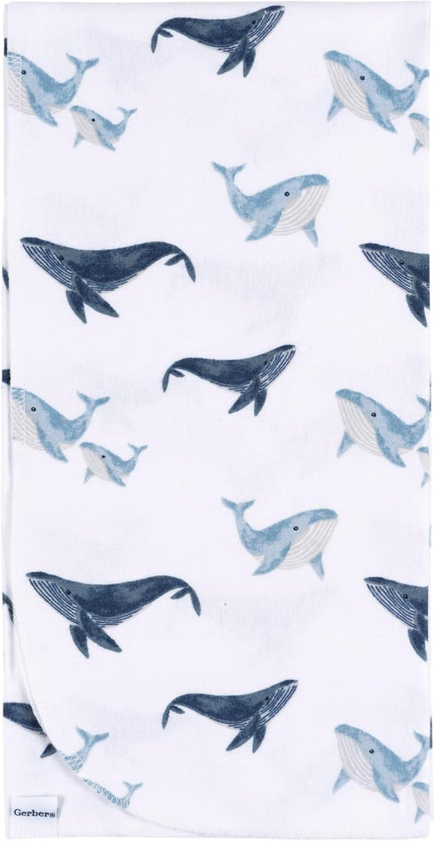 100% 30x30 Inches (Pack 4), Gerber Unisex Baby Cotton Flannel Receiving Blankets of Coastal Calm, One Size