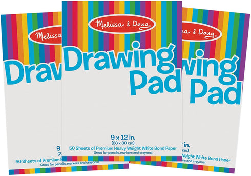 Melissa & Doug Drawing Paper Pad, 9 x 12 inches, 50 Sheets, 3-Pack - FSC Certified