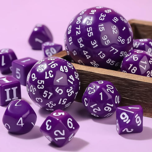 15 Set D3-D100 Set 100 Civaner Pcs Complete Polyhedral Dice Spherical RPG Dice in Opaque Black, Sides for Role Playing