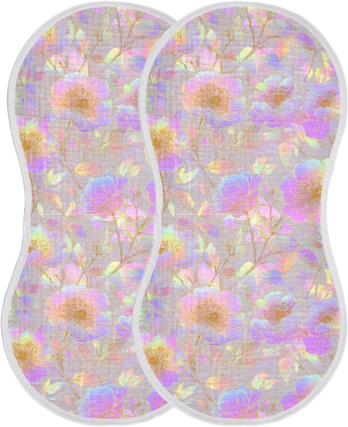 decor gift 4 Pack 22x11in Cotton Baby Burp Cloths Soft and Absorbent? Rose Flower Pink Purple Feeding Cloth