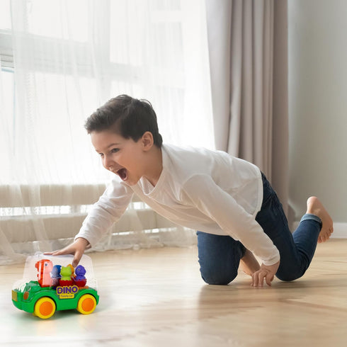 ArtCreativity Light Up Dinosaur Car - Bump and Go Toy Car with Moving Gears, Music, Flashing LED's, and Engine Sounds - Toy Car for Toddlers 3 and Up - Autism Sensory Gifts for Boys 5 6