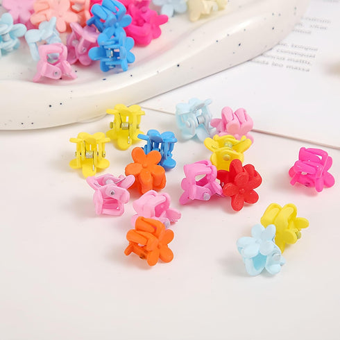 Tesvyns 50Pcs Mini Flower Hair Clip Colorful Mini Hair Claw Baby Hair Clips Toddler Hair Clips Girls Decorative Bun