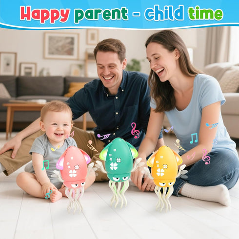Tummy 3-6 6-12, 12-18 1 Dancing Squid Baby Toy, Infant Time Toys for Months, Interactive Crawling Octopus with Music