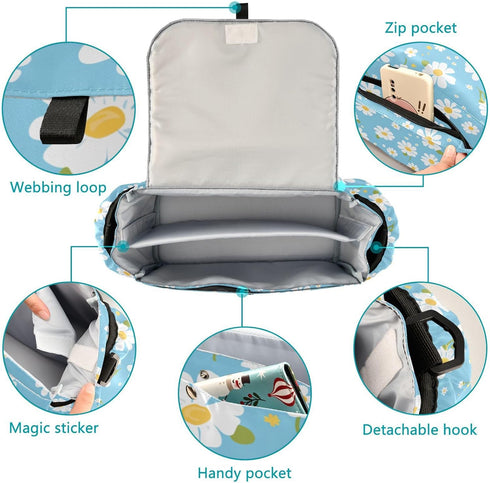 miaozhen Simple Blue Daisy diaper bag stroller organizer diaper caddy stroller carry organizador para carreola
