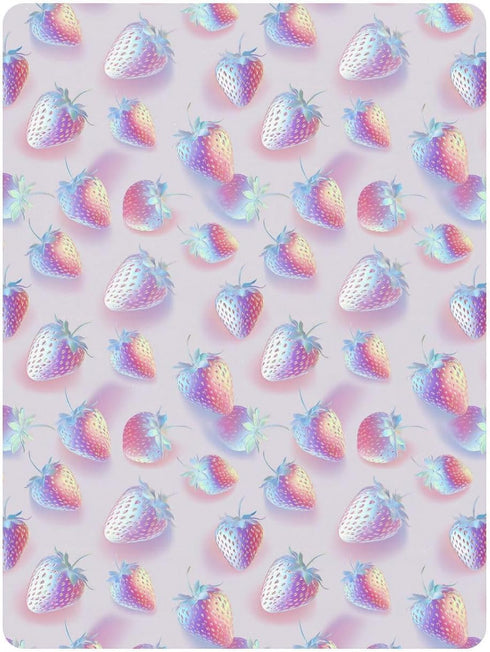 miaozhen 1 Pack 52x28 Cotton Crib Sheets for Baby Boys Girls Soft Stretchy Hologram Strawberry Silver Crib Mattress