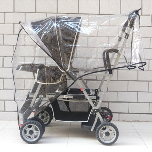 Weather Shield Double Popular Universal Size Baby Rain Cover/Wind Shield for Swivel Wheel Stroller (Black)