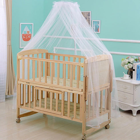 Universal Crib Floor Mosquito Net, Foldable Mosquito Mesh Palace Dome Baby Bed Canopy with Lace for Baby Kids Without