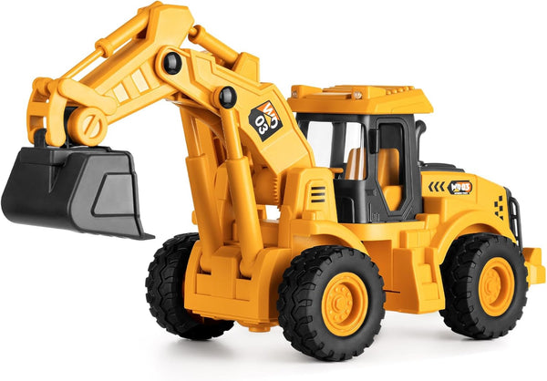 YySiRui 11" Excavator Toy, 1: 18 Scale, Rolling Wheels Inertia-Powered, HeavyDuty Plastic, with
