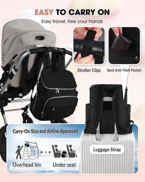 NatuFuse Backpack, Backpack Baby Diaper Bag Expandable Baby Bag for Girl Boy, Travel Diaper with Insulated Pocket