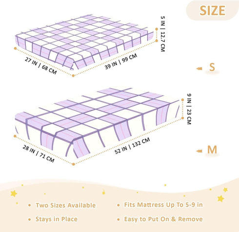 JUNZAN 52x28 Plaid Gingham Baby Crib Sheets Cotton Fitted Crib Sheets for Boys Girls Standard Toldder Bed Mattress