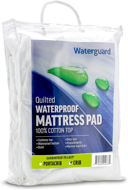 7" Waterguard Quilted Cotton Mattress Pad - Crib Size - Soft, Comfortable, and Fluffy Mattress Pad - Waterproof