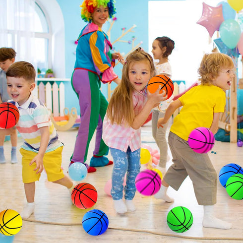 Dshengoo 6 Pcs Mini Toy Basketballs - Colorful Rubber Inflatable Basketballs with Pump for Kids