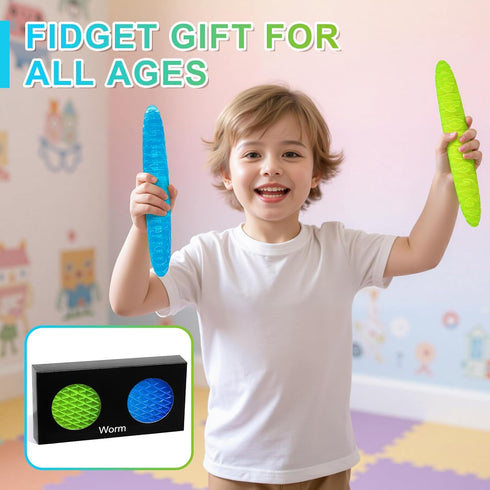 Yisryerow 2-Pack Fidget Worm Toy - Sensory Toys for Adults & Kids with Autism ADHD, Mesh Fidgets for Teens, Flexible