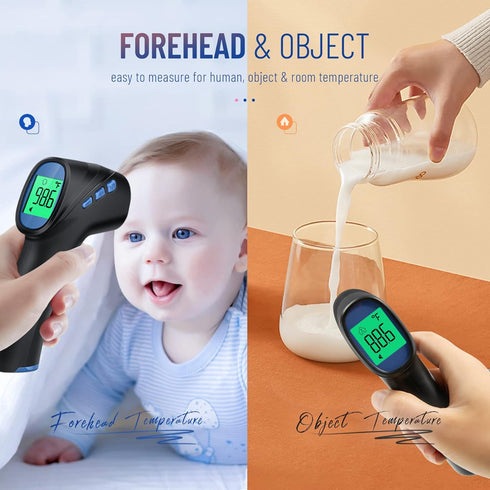 Touchless Thermometer for Adults, Digital Infrared Thermometer Gun with Fever Alarm, Fast Accurate Results (Black)