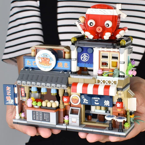 Japanese Street View Building Kits, 722 PCS Modular House Building Set, Mini DIY Model Set for Adults and Teens.