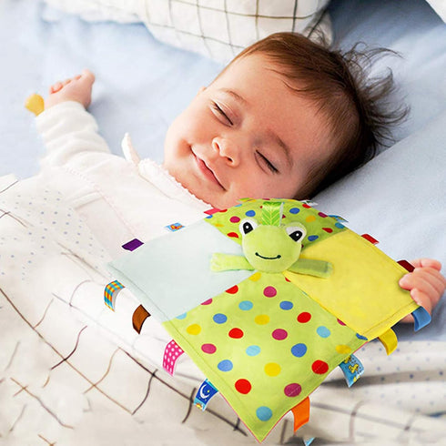 Toddler Taggy Security Blanket, Soft Plushy Cuddle Bud Blankie for Boys and Girls, Green Frog