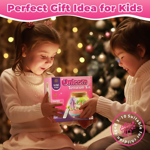JOYEEMAX 4 5 6 7 8-12 Unicorn Light-Up Terrarium Kit for Kids - LED Night Light Birthday Gift for Girls Ages Year Old