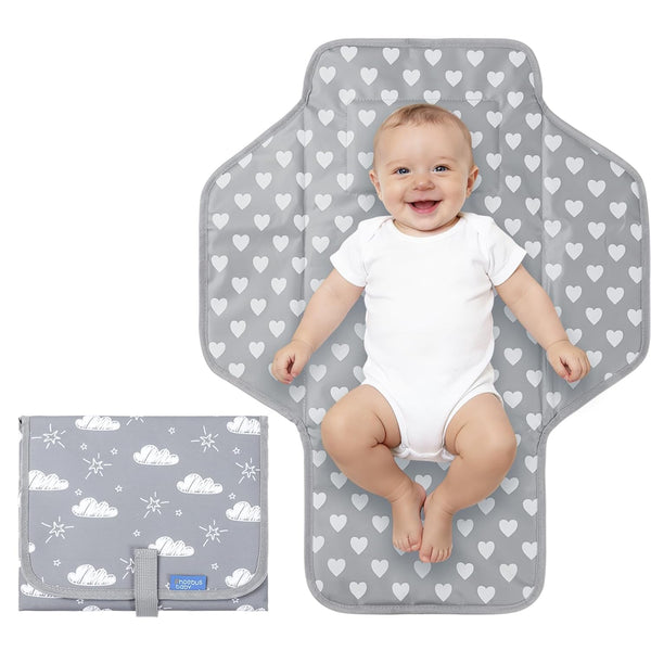 Baby Portable Changing Pad Travel - Waterproof Compact Diaper Changing Mat with