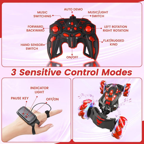 YEMIAI 8-12,Drift Music,4WD 360 4-7 Gesture Sensing RC Stunt Car,Remote Control Car Toys for Ages Cars with Lights